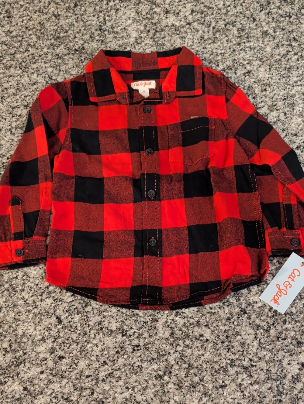Cat & Jack Red and Black Plaid Button-Down Shirt for Kids